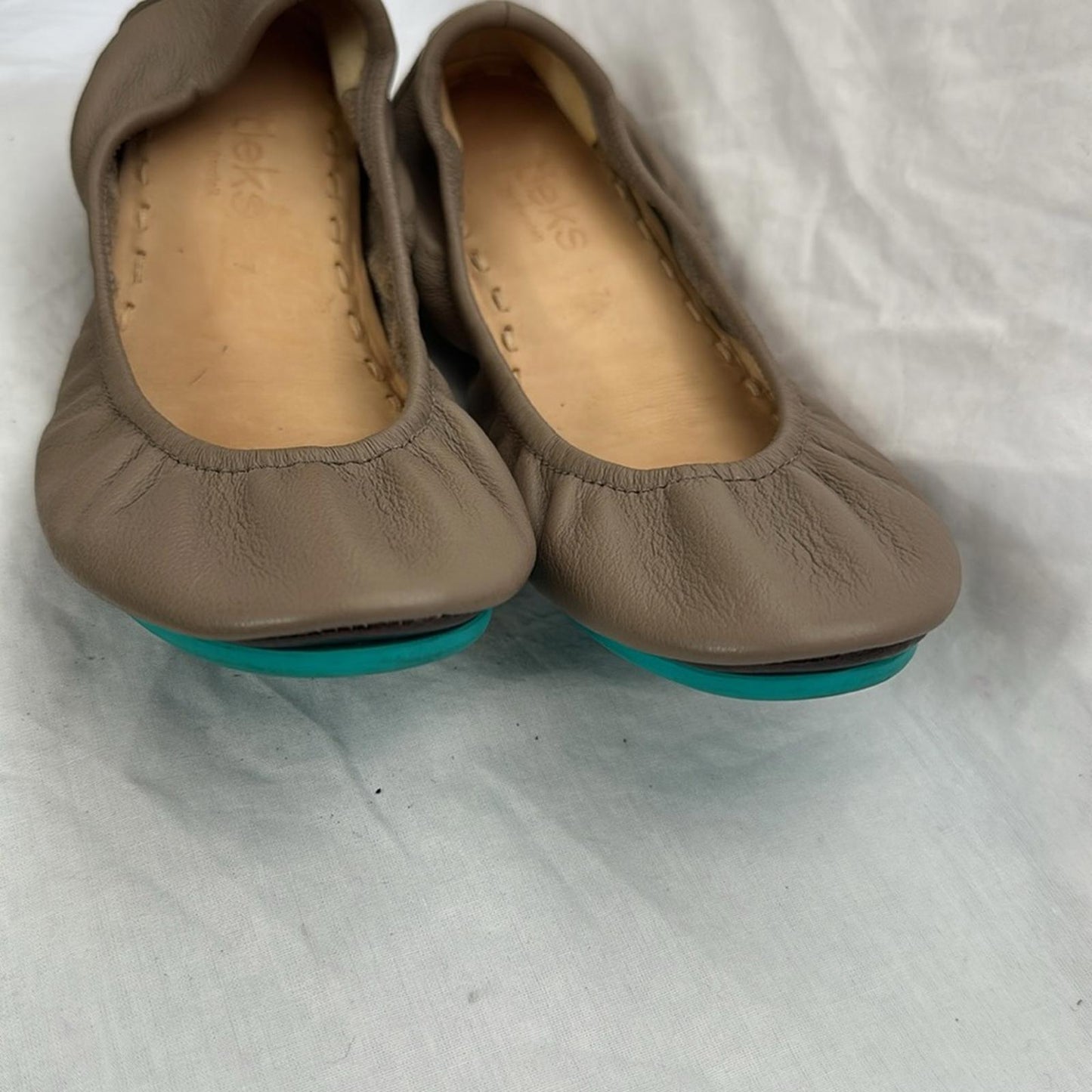 TIEKS, Beige Leather Ballet Flats, Sz 7