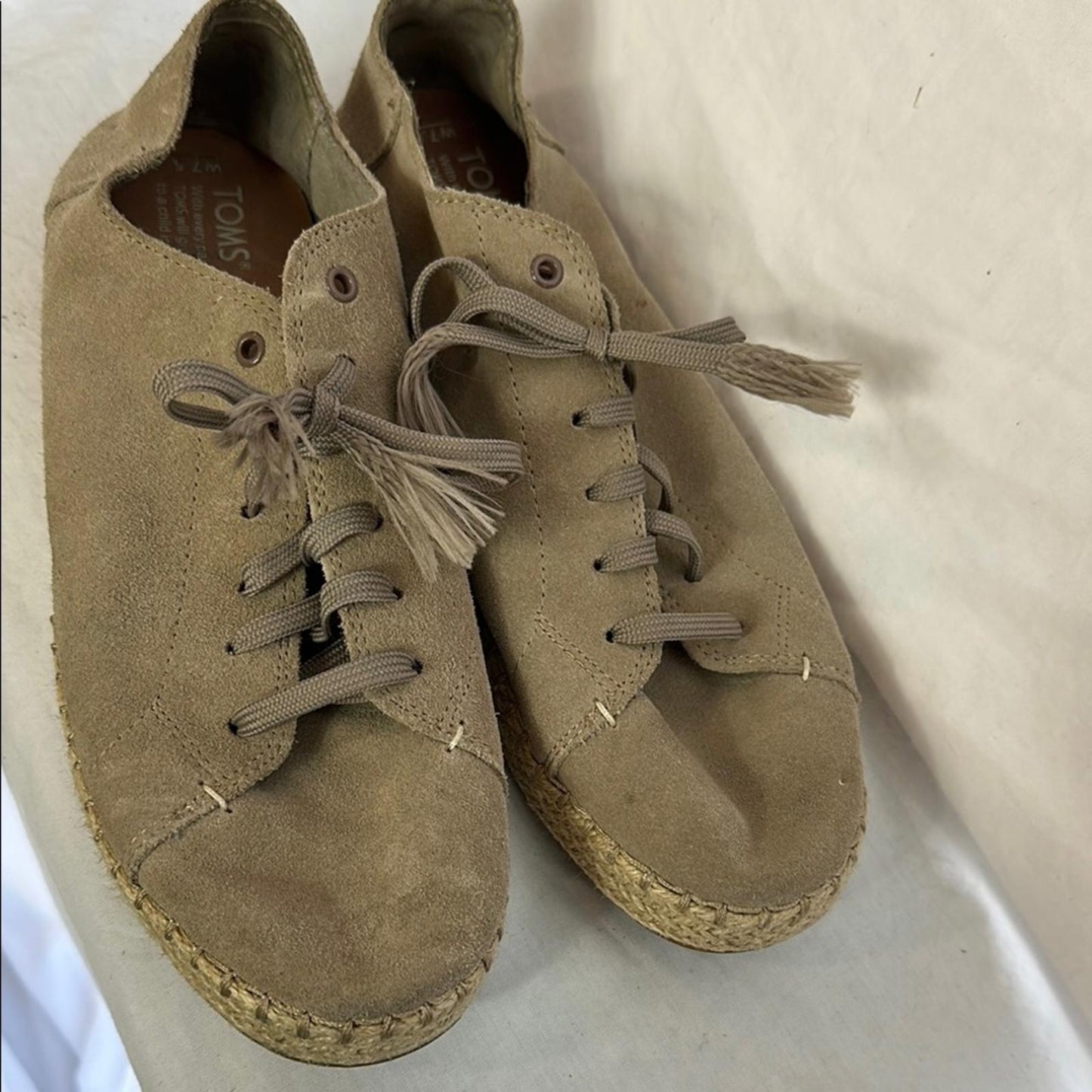 Toms Taupe Suede Lace-Up Shoes