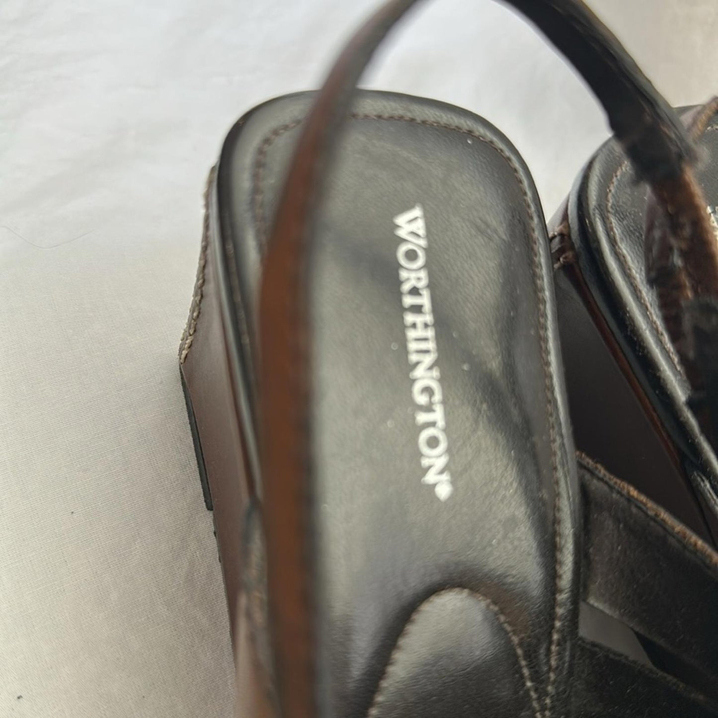 Women’s fisherman sandals, shoes, heels, brown leather, Sz 8 M