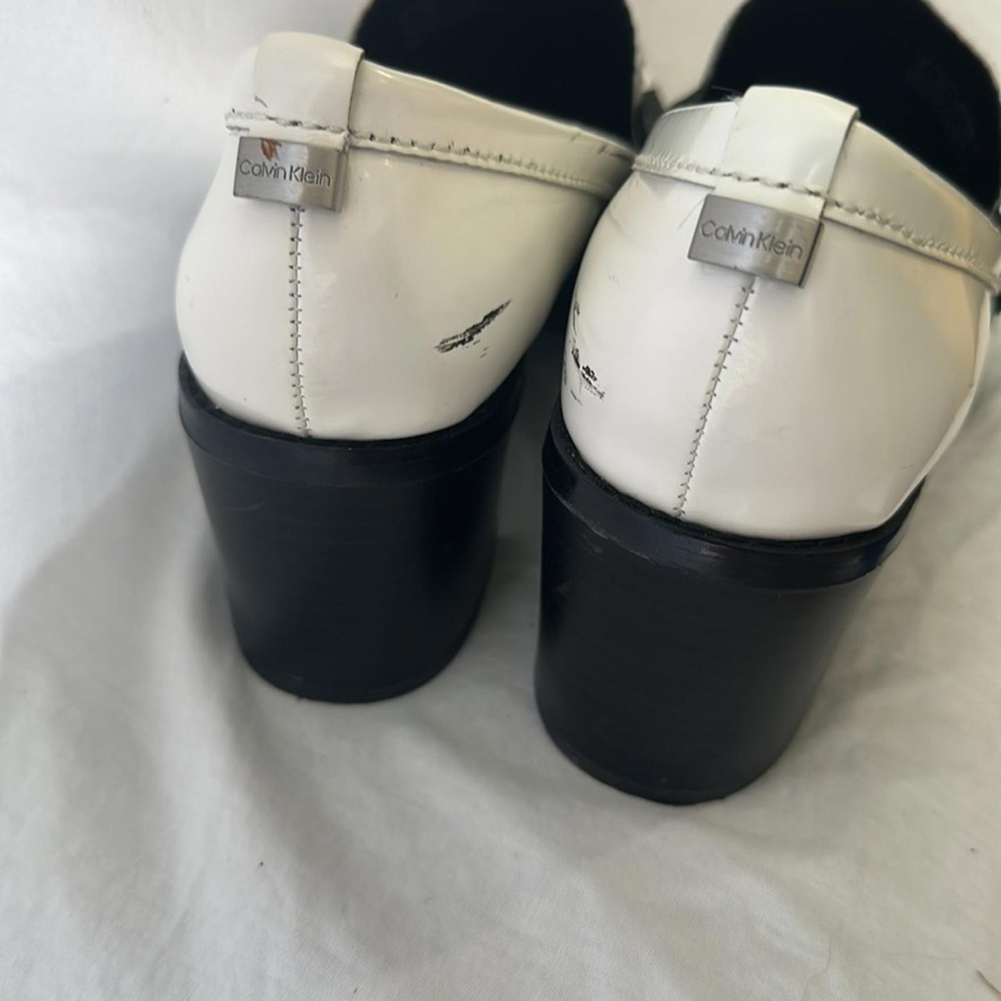 Calvin Klein Women Pamelyn New Black/White Heels Pumps Slip On Shoes Sz 8 Ladies