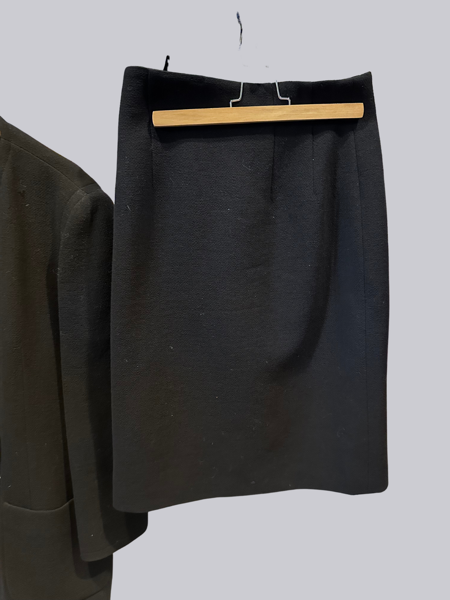 CELINE Wool Black Women's Jacket & Skirt suit, FR Sz 42