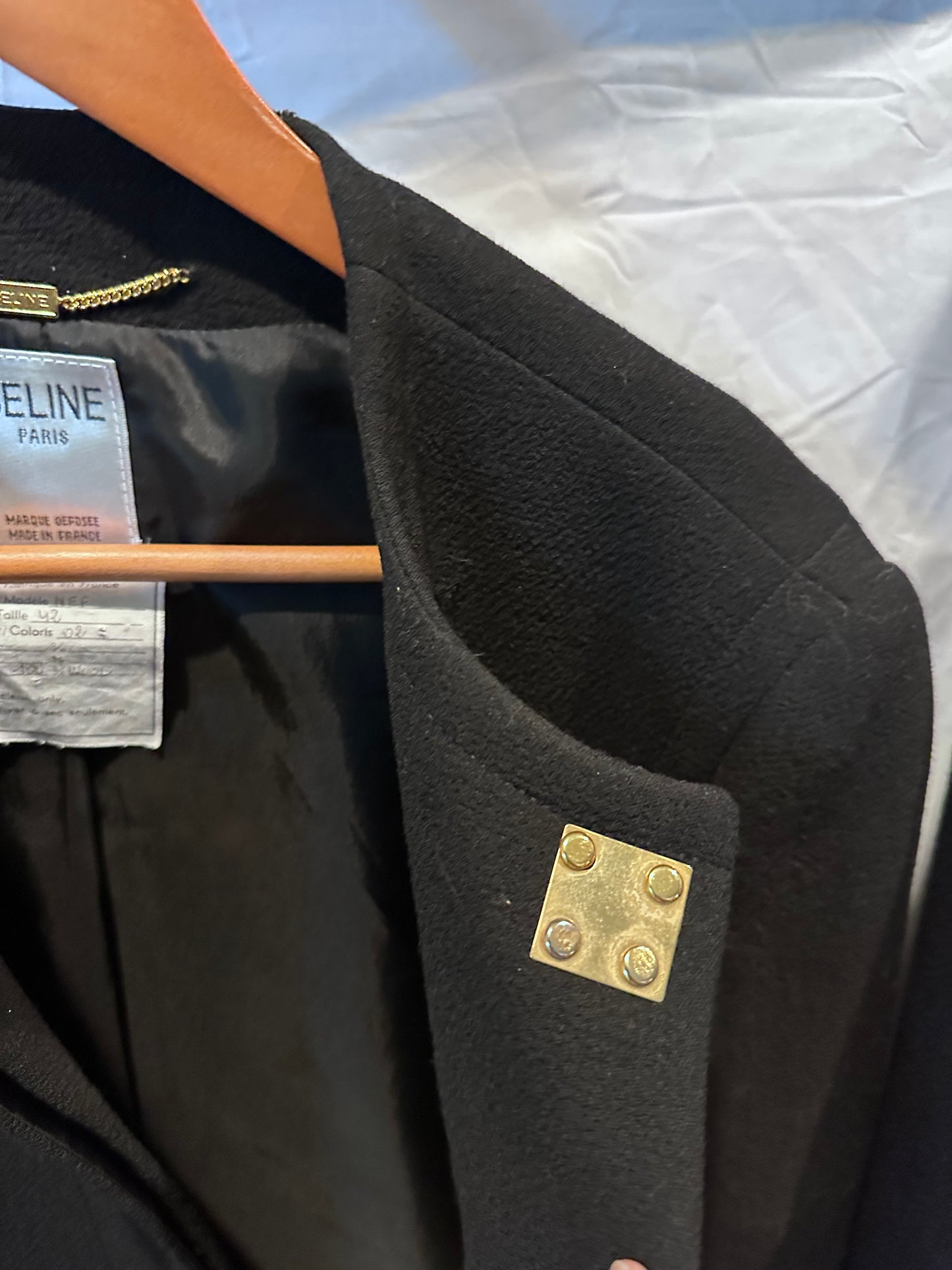 CELINE Wool Black Women's Jacket & Skirt suit, FR Sz 42