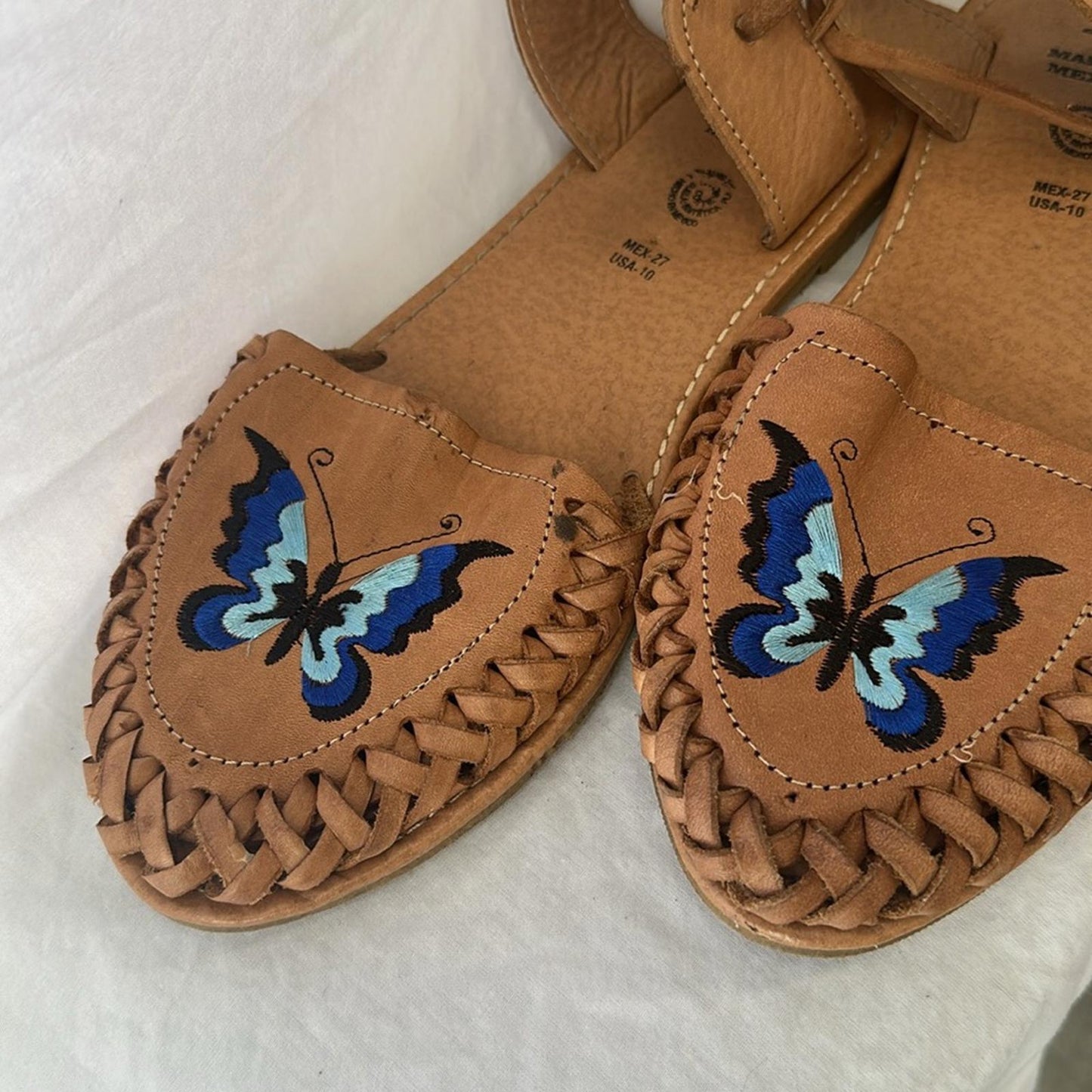 Mexican leather, fisherman, butterfly huarache/sandals, sz US 10/ MX 27