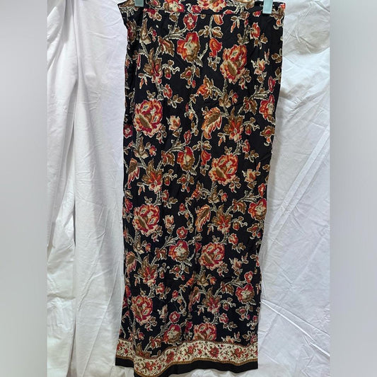 COLDWATER CREEK, Sz S/M, Floral Maxi Skirt in Black and Red