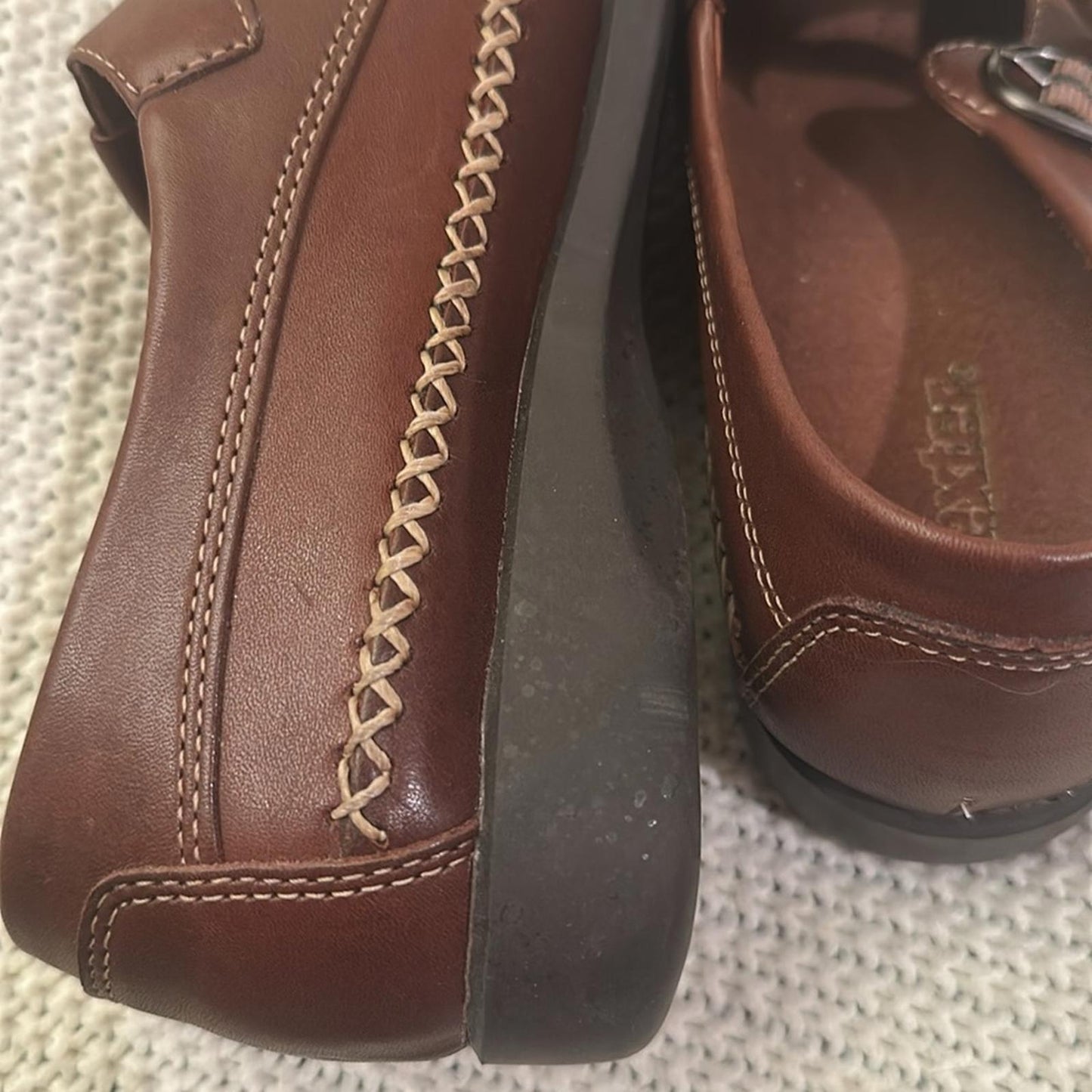 DEXTER women’s 9 brown leather Mary Jane t-strap loafers fisher man sandal