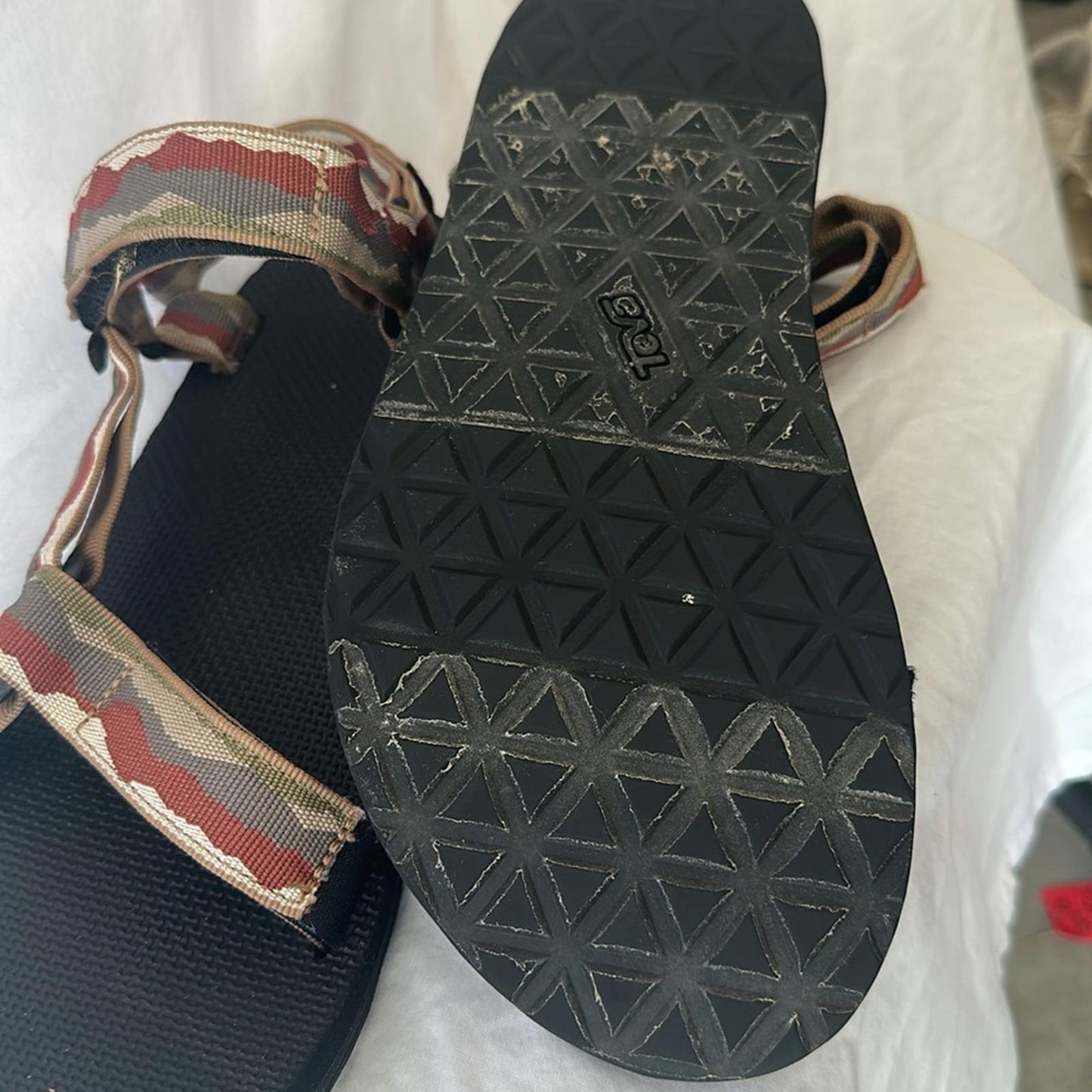 TEVA, Men’s Black and Brown Outdoor Sandals with Adjustable Straps, Sz 12