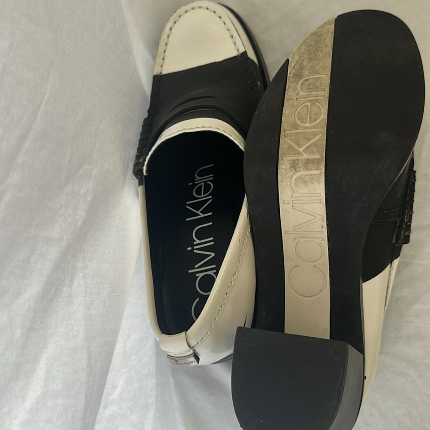 Calvin Klein Women Pamelyn New Black/White Heels Pumps Slip On Shoes Sz 8 Ladies