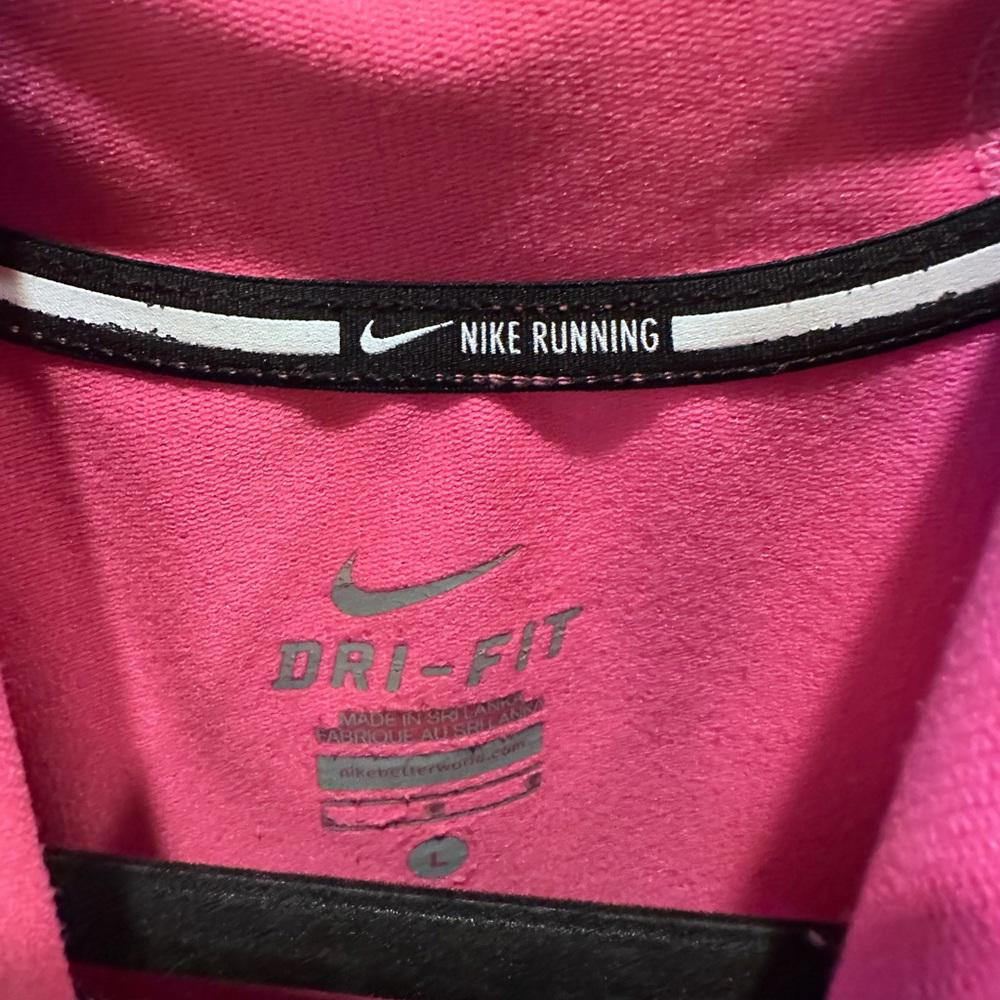 Nike Dri-Fit Running Top Hoodie Shirt, Long-Sleeve, Pink/Black Women's Sz L