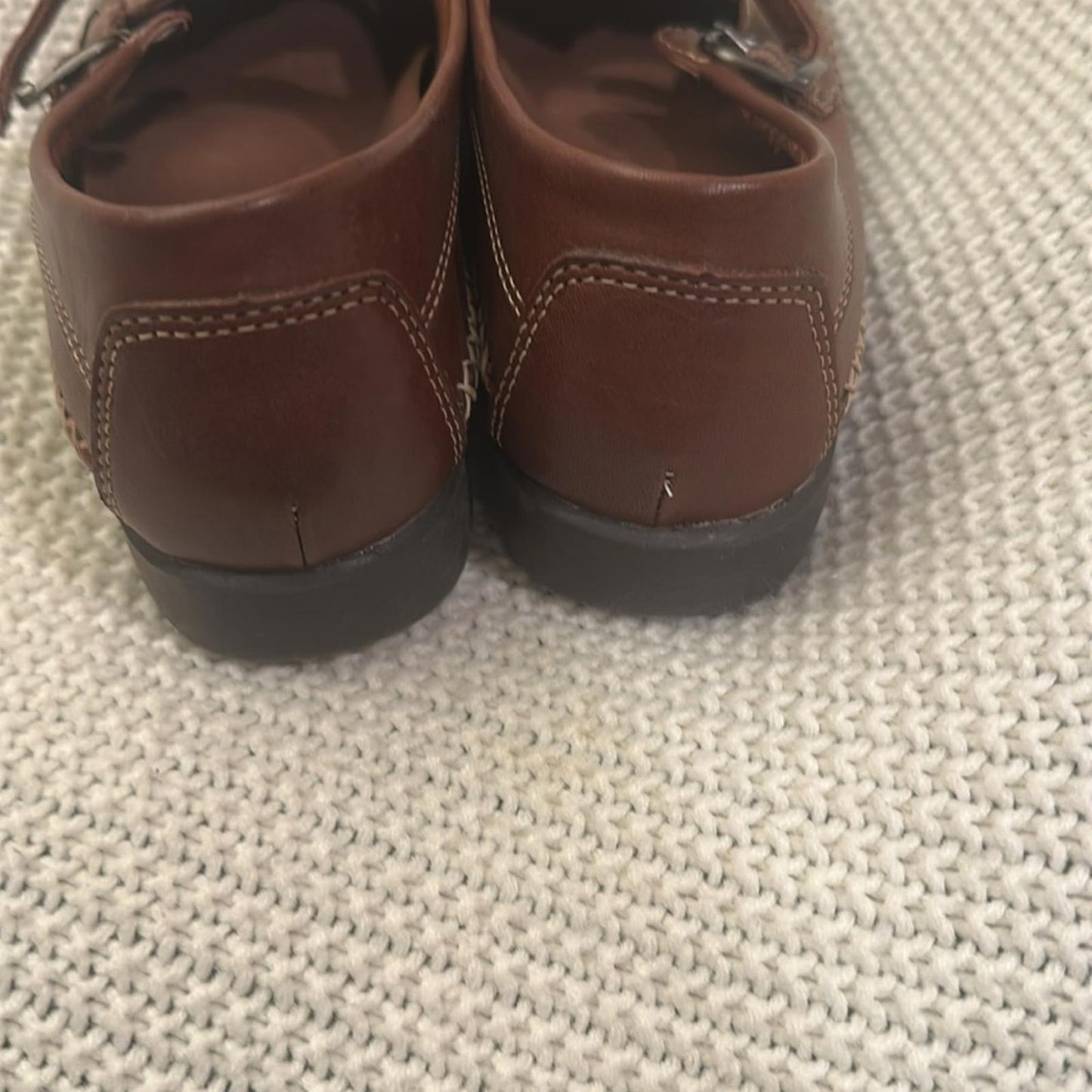 DEXTER women’s 9 brown leather Mary Jane t-strap loafers fisher man sandal