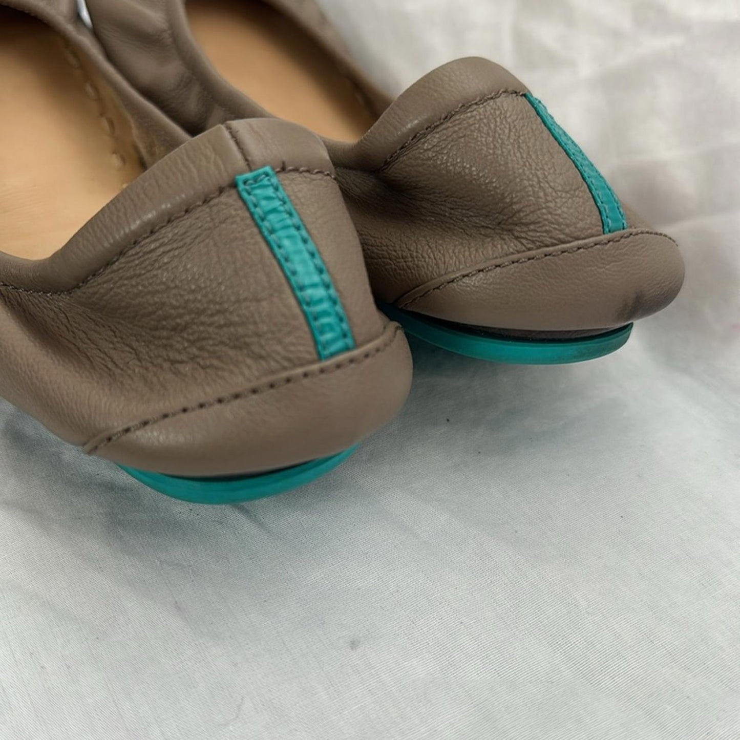 TIEKS, Beige Leather Ballet Flats, Sz 7