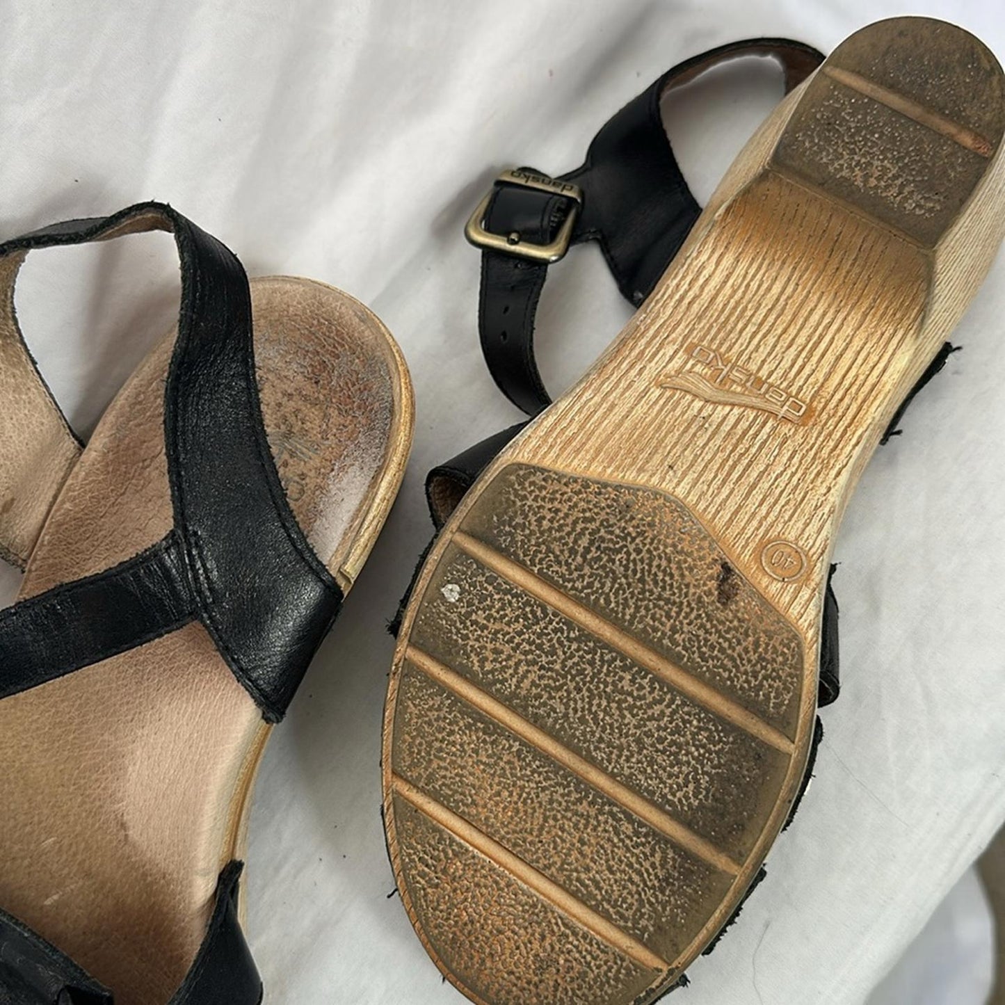DANSKO, Black Leather Fisherman Women's Sandals Clogs, Sz 40