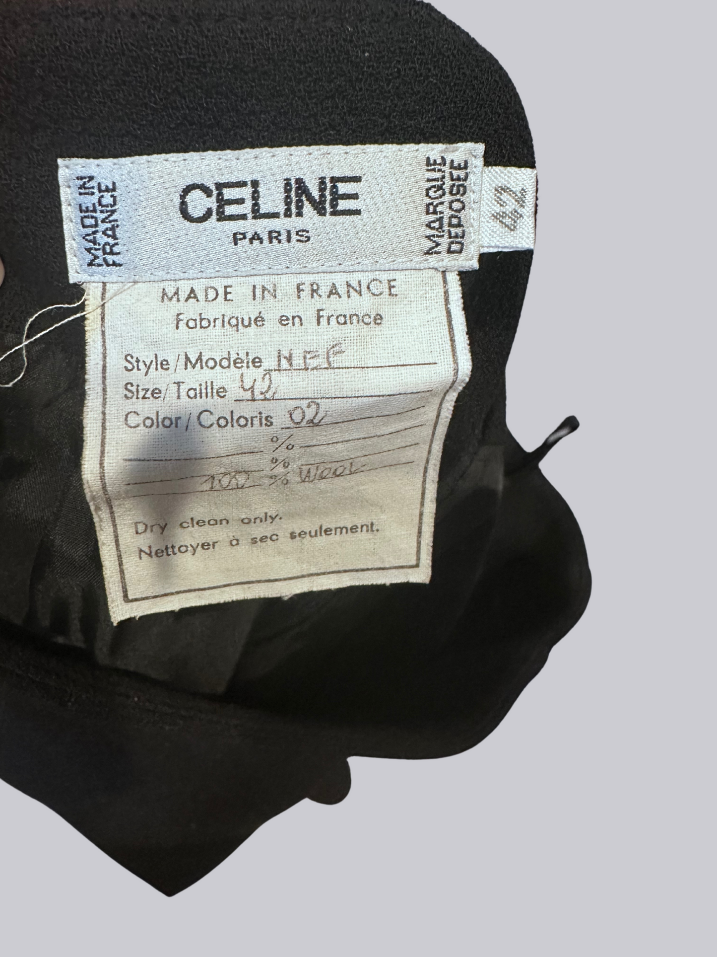 CELINE Wool Black Women's Jacket & Skirt suit, FR Sz 42