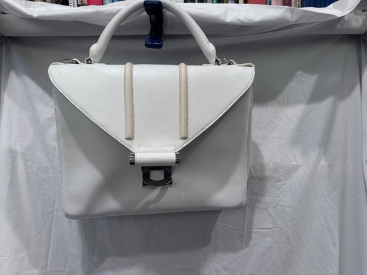L.A.M.B. handbag, white leather, interior dividers, no crossbody strap RARE