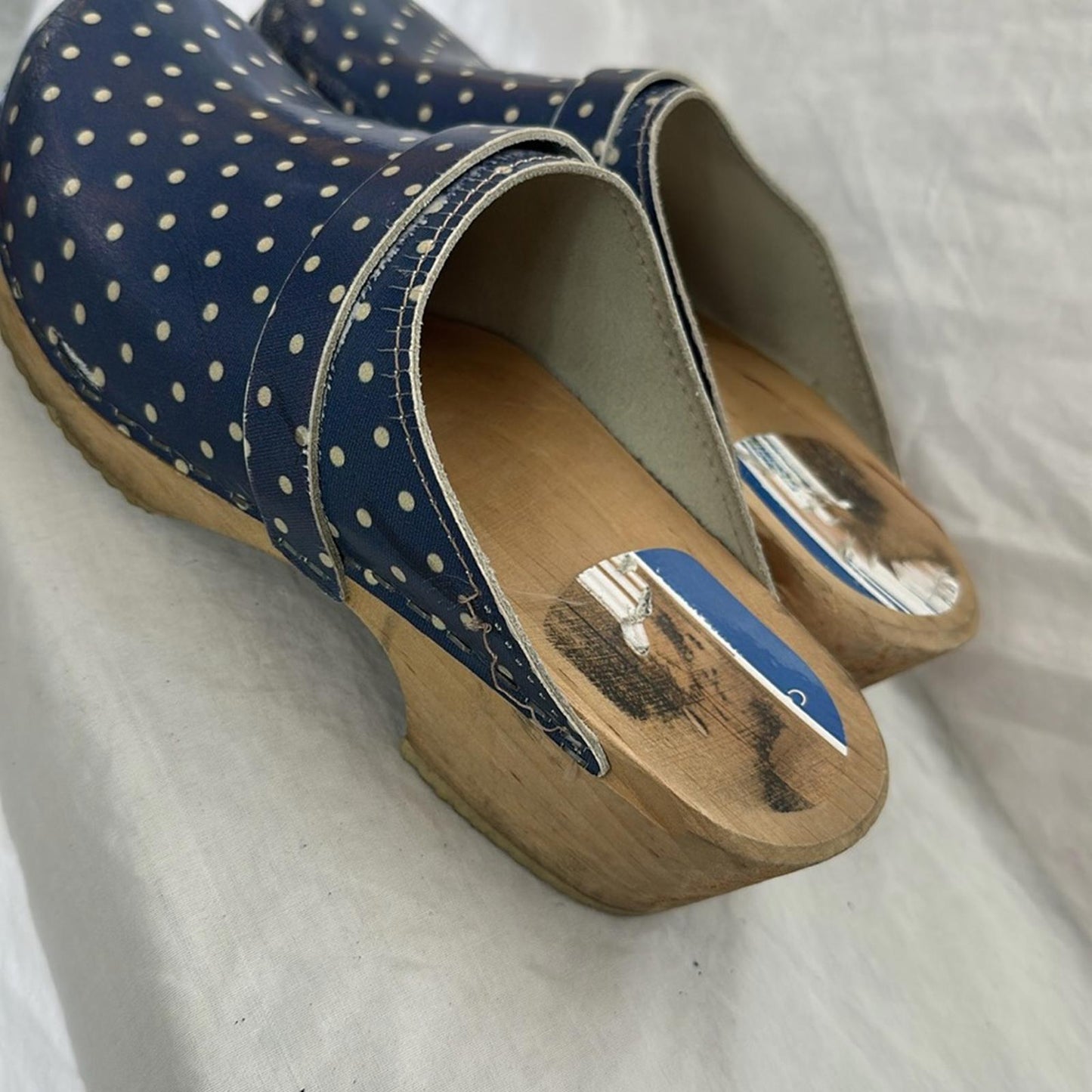 Swedish Clogs, wooden sole, Polka Dot Women's, Sz 40