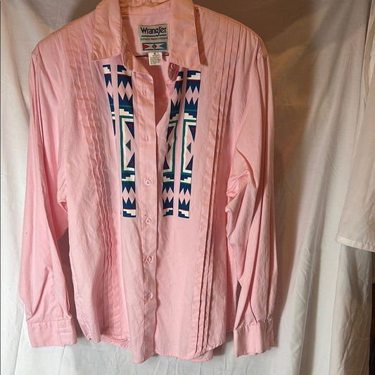 Wrangler Vintage Pink Western Shirt, Sz M