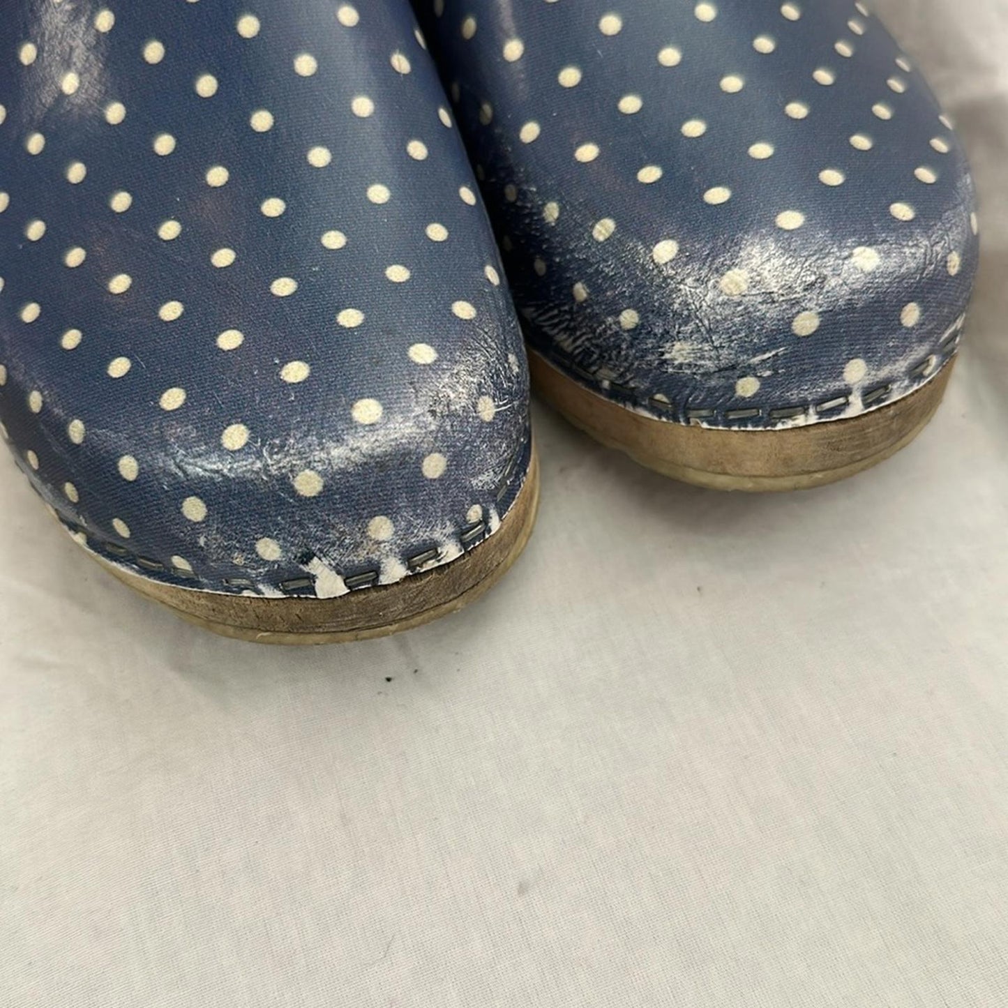 Swedish Clogs, wooden sole, Polka Dot Women's, Sz 40