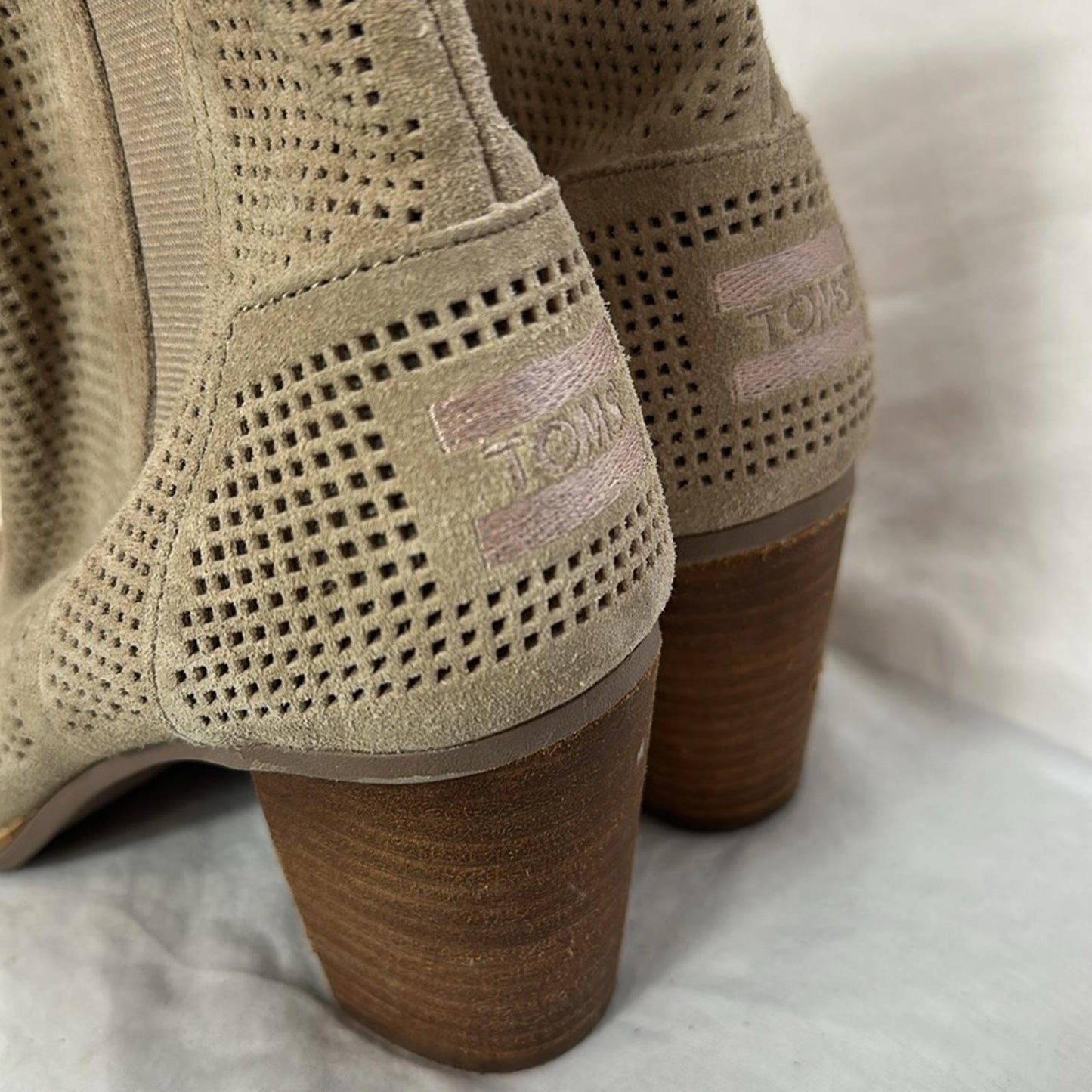 TOMS, Perforated Tan Open Toe Ankle Boots