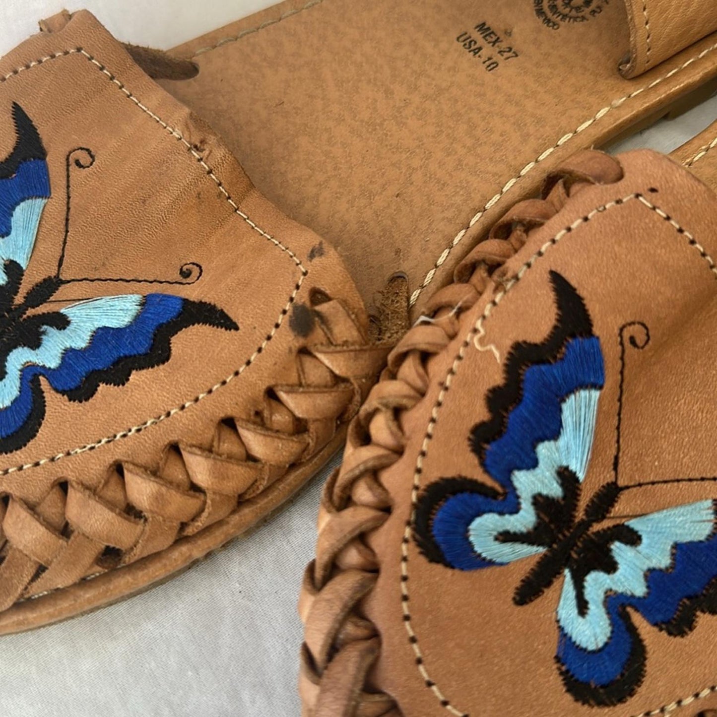 Mexican leather, fisherman, butterfly huarache/sandals, sz US 10/ MX 27