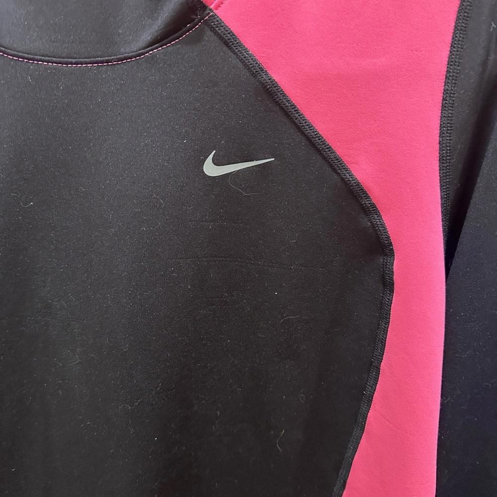 Nike Dri-Fit Running Top Hoodie Shirt, Long-Sleeve, Pink/Black Women's Sz L