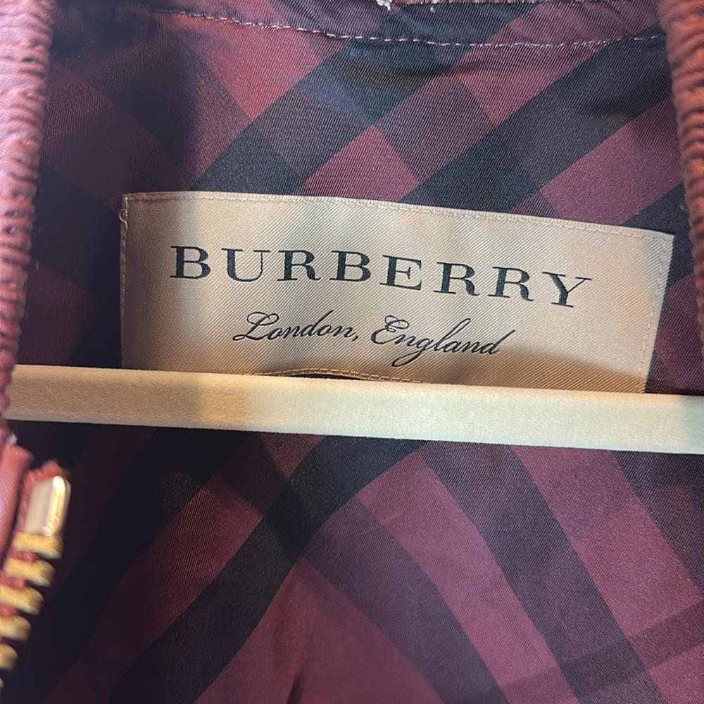 Burberry Burgundy Bomber Jacket, Sz 8, Burgundy