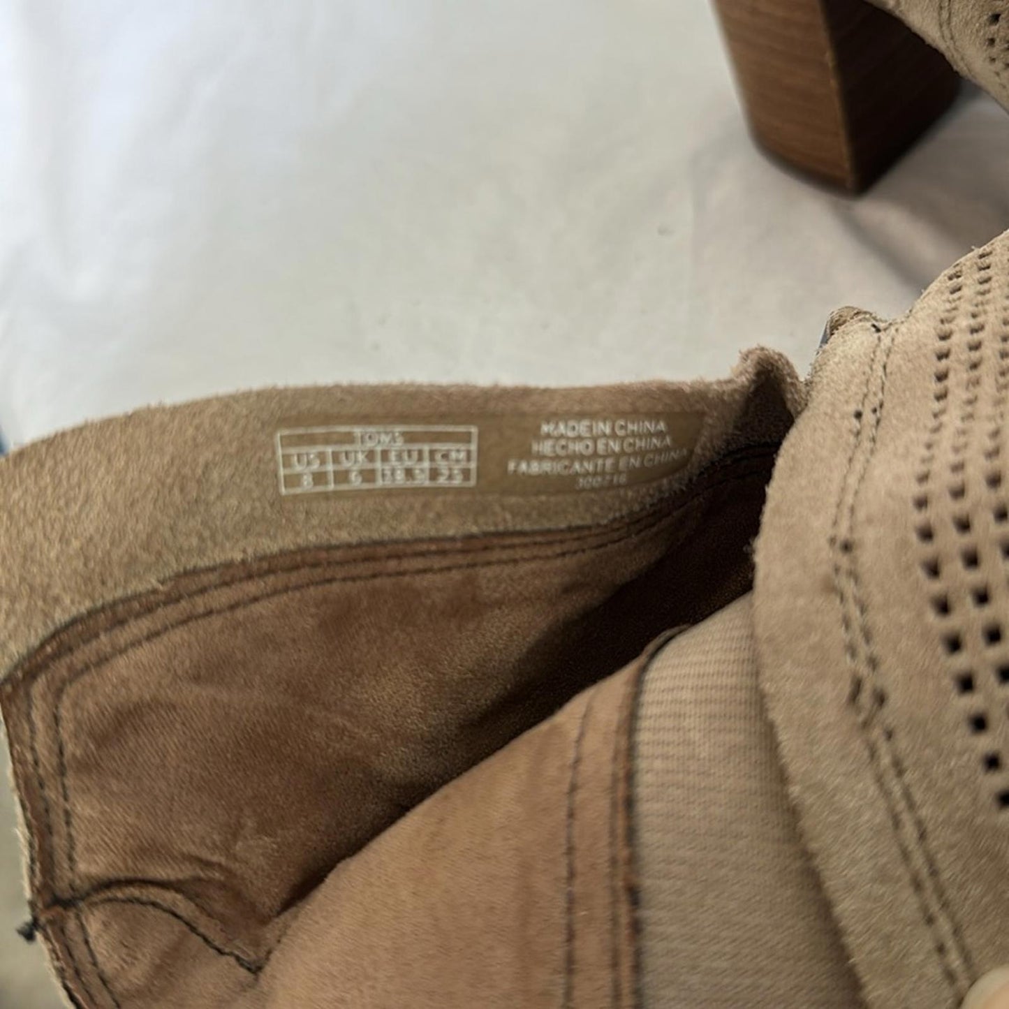 TOMS, Perforated Tan Open Toe Ankle Boots