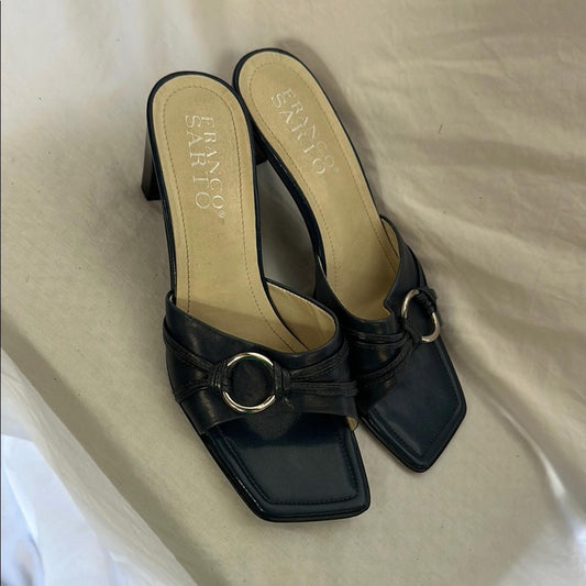Franco Sarto Navy Blue Heeled Shoes Sandals, Sz 8.5