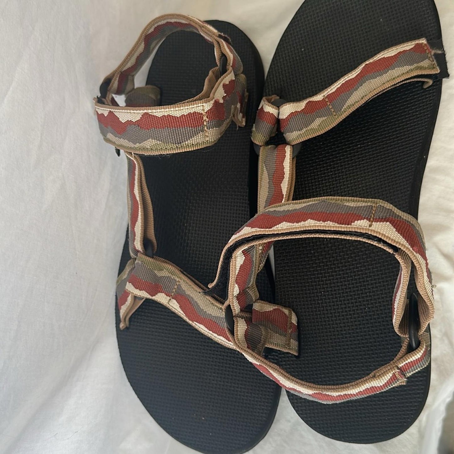 TEVA, Men’s Black and Brown Outdoor Sandals with Adjustable Straps, Sz 12