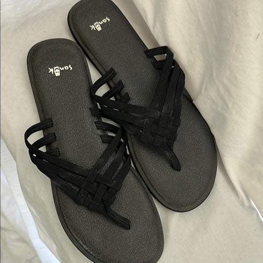 SANUK Yoga Sandy II, Black Women's Sandals, Sz 8