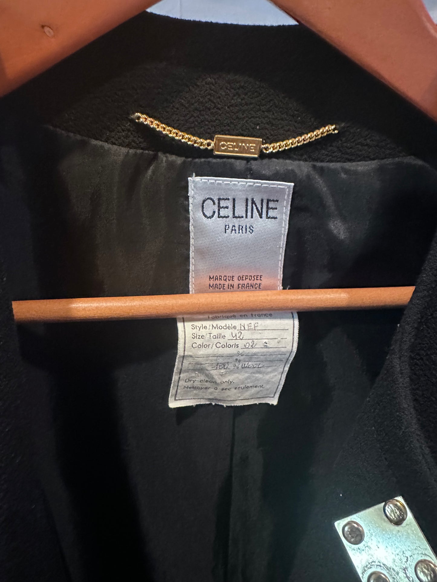 CELINE Wool Black Women's Jacket & Skirt suit, FR Sz 42