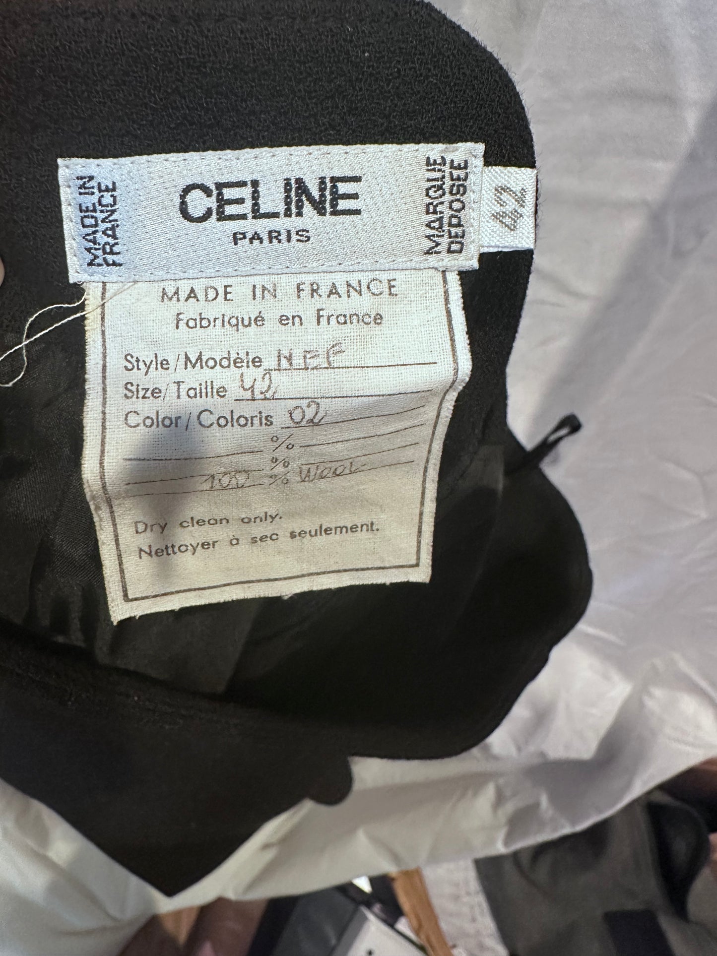 CELINE Wool Black Women's Jacket & Skirt suit, FR Sz 42