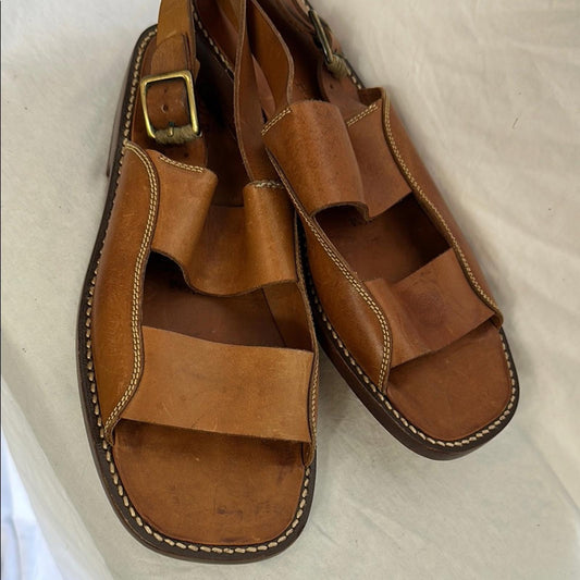 COLE HAAN, Men's Brown Leather Fishermen Sandals, Sz 8.5 M